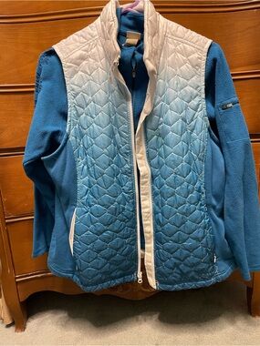 L.L. Bean 2 piece Bright Blue Fleece Quarter Zip and Vest
